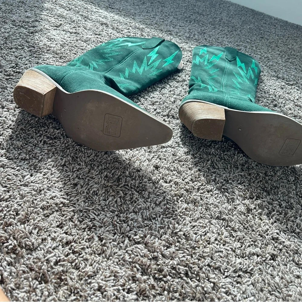 Dingo Green Suede Over-the-Knee Western Boots - Picture 2 of 5